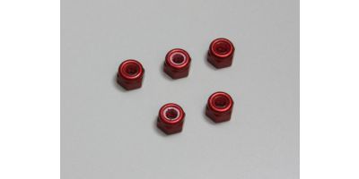 Nut(M3x4.3) Nylon (Aluminium/Red/5pcs) 1-N3043NA-R