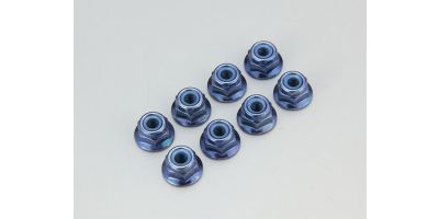 Nut(M4x5.6)Flanged Nylon(Steel/Blue/8pcs 1-N4056FN-B