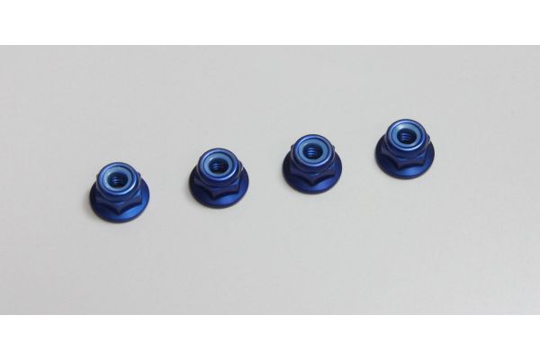 Nut(M4x4.5)Flanged Nylon(Alumi/Blue/4pc) 1-N4045FNA-B