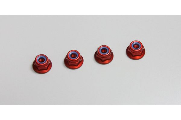 Nut(M4x4.5)Flanged Nylon(Alumi/Red/4pc) 1-N4045FNA-R