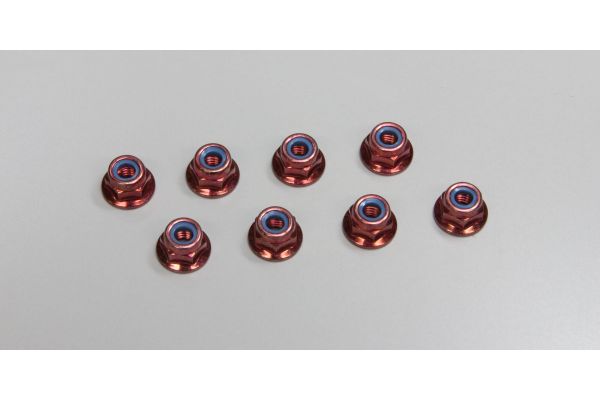 Nut(M4x5.6)Flanged Nylon(Steel/Red/8pcs) 1-N4056FN-R