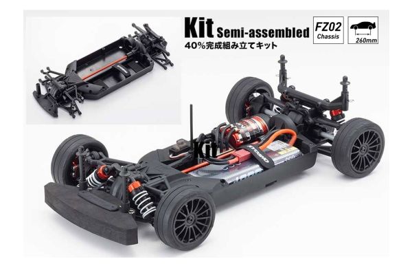 Radio Controlled Electric Powered 4WD Touring Car FAZER Mk2 FZ02 Chassis Kit 34461C