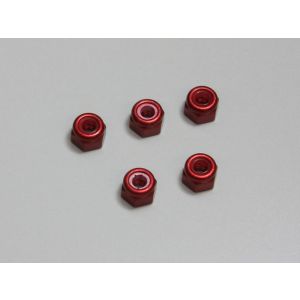 ナット(M3x4.3) ナイロン (アルミ/レッド/5入)  1-N3043NA-R