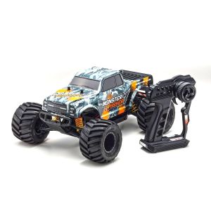 1/10スケール 電動ラジオコントロール 2WDモンスタートラック レディセット モンスタートラッカー カラータイプ2 KT-232P付き 34403T2