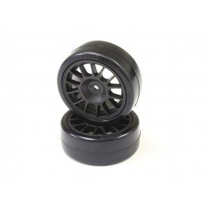 フロント接着済ドリフトタイヤ(14本スポーク/黒/24mm/2コ) FAT305BK
