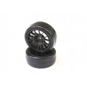 Drift Tire Rear(14-Spoke/Black/24mm/2p) FAT306BK