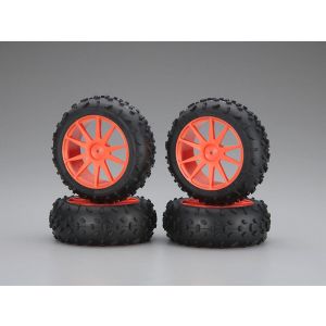 ホイル接着済ハイトラクションタイヤ(オレンジ/ミニインファーノ)  IHTH06KO