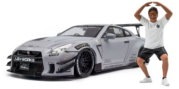日産 GT-R (R35) Liberty Walk Body Kit Type 2.0 (グレー) 加藤氏フィギュア付