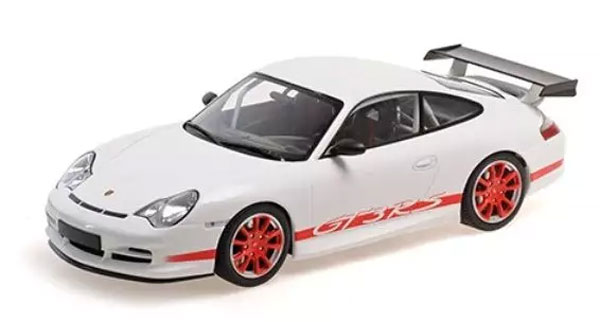 MINICHAMPSミニカー 1/18 ポルシェ 911 GT3 RS 2002 ホワイト/レッドストライプ