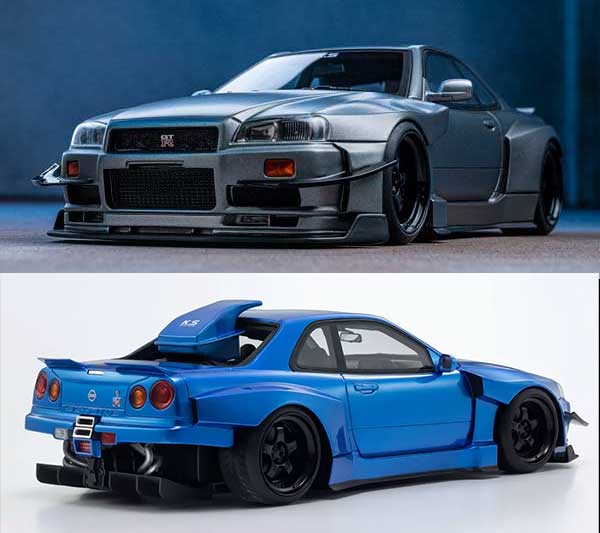 京商 サムライ 1/18 日産 スカイライン GT-R R34 Khyzyl Saleem (マットグレー) 
